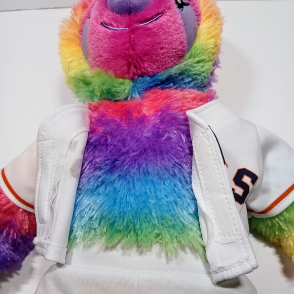 BUILD-A-BEAR RAINBOW SLOTH PLUSH W/HOUSTON ASTROS BASEBALL UNIFORM 18" BABW - Picture 14 of 15